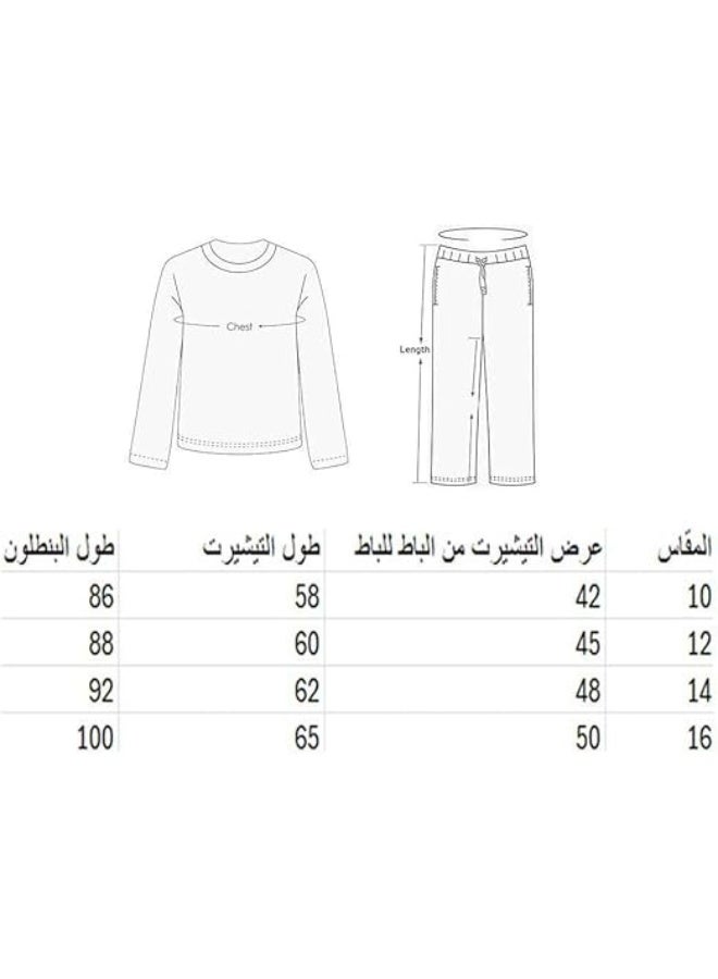 Girls pajama Set Wide Leg - Long Sleeves - Hoodie - Padded Inside - Green - Image 3